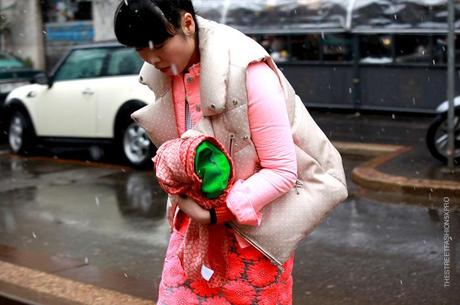 In the Street...Outside Dolce & Gabbana under the snow, Milan FW