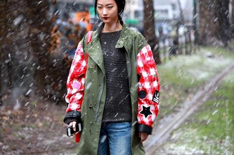 In the Street...Outside Dolce & Gabbana under the snow, Milan FW