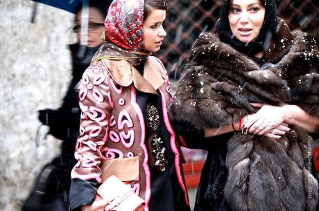 In the Street...Outside Dolce & Gabbana under the snow, Milan FW