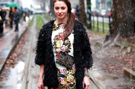 In the Street...Outside Dolce & Gabbana under the snow, Milan FW