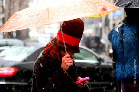 In the Street...Outside Dolce & Gabbana under the snow, Milan FW