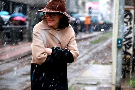 In the Street...Outside Dolce & Gabbana under the snow, Milan FW