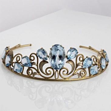 Diadema in Oro 18k con Topazi Azzurri