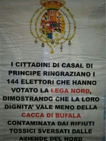 A Casal di Principe manifesti contro gli elettori della Lega