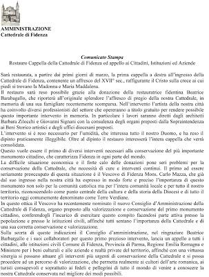 Restauro Cappella della Cattedrale di Fidenza