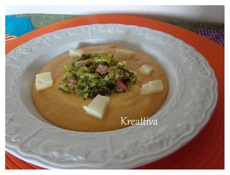 Polenta con funghi, broccoli e asiago