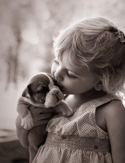 baby and puppy