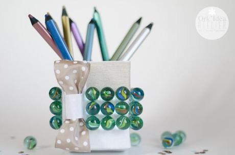 ECO CRAFT TOUR: PORTAMATITE RICICLANDO LE BIGLIE (E IL TETRAPAK) / How to create a pencil holder recycling marbles and tetrapak