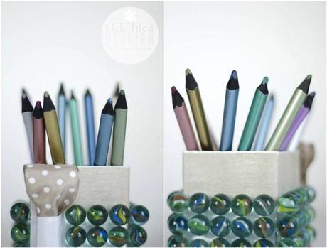 ECO CRAFT TOUR: PORTAMATITE RICICLANDO LE BIGLIE (E IL TETRAPAK) / How to create a pencil holder recycling marbles and tetrapak