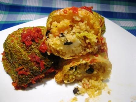 Involtini di verza e cous cous