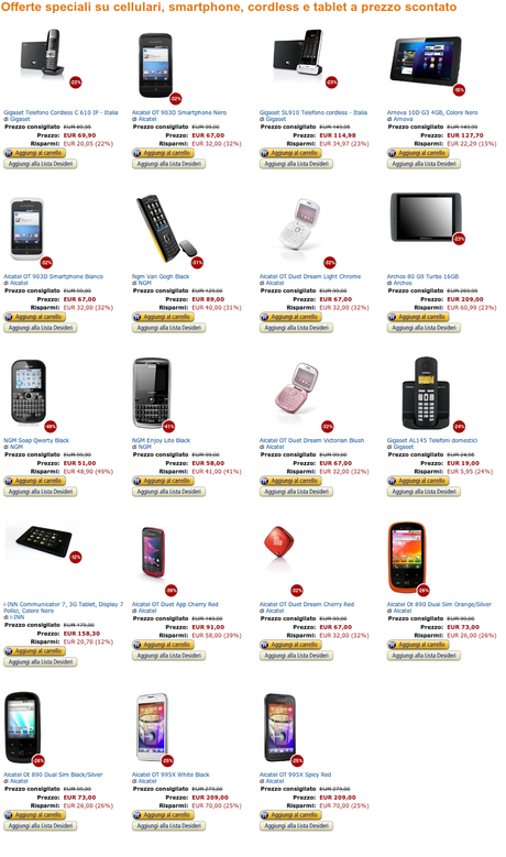 Offerte speciali su cellulari, smartphone, cordless e tablet a prezzo scontato