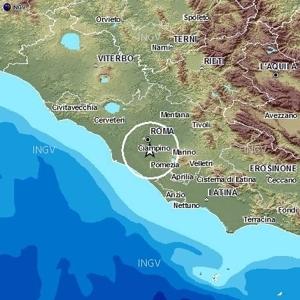 L'epicentro del terremoto di oggi a Roma