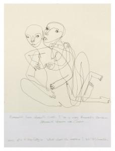 Barbara Fragogna - “Romantic Love Doesn’t Exist. I’m A Very Romantic Creature. Married Women Are Easier”  Ink on paper, installation of 12 one-line drawings, 2011