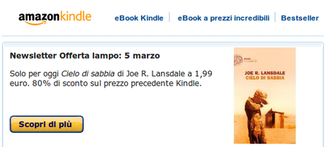 Offerta lampo Kindle: Cielo di sabbia a 1,99 euro (solo oggi 05 marzo 2013)