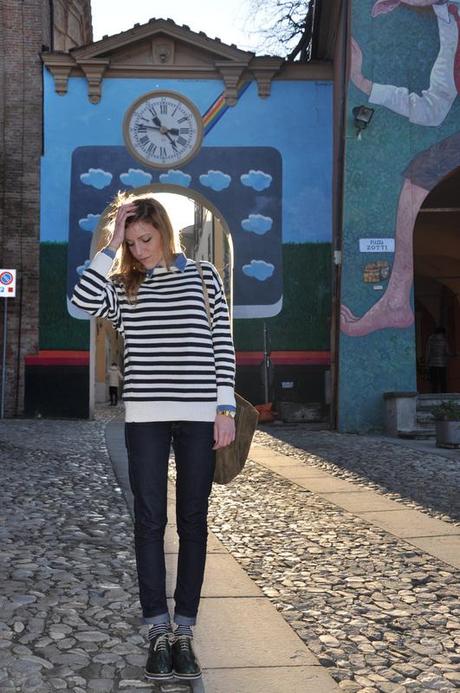Stripes and Green Shoes - Outfit post
