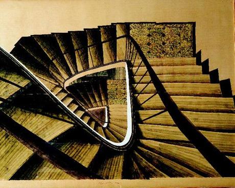 Fondation Pierre Gianadda di Martigny, SAM SZAFRAN 50 anni di pittura,  Escalier Variation I, 2004, acquerello su seta