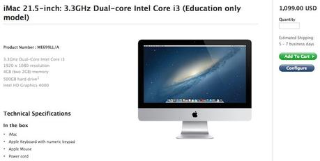 Apple lancia un iMac 21,5 per le istituzioni educative a 1099 dollari