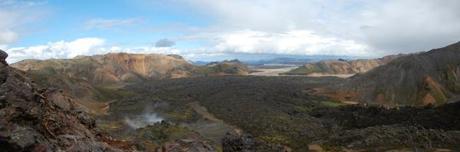 Panorama vicino a Landmannalaugar, un campo di lava