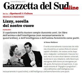 Lizzy e Darcy tra San Valentino e l'8 marzo (da La Gazzetta del Sud e F) Lizzy e Darcy tra San Valentino e l'8 marzo (da La Gazzetta del Sud e F)