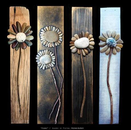 VEDERE OLTRE LA MATERIA: I SASSI ARTISTICI DI MICHELA BUFALINI Michela Bufalini - fiori insieme neutri