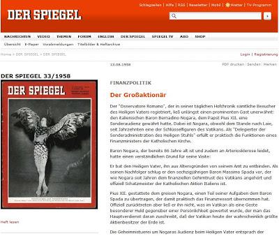 Der Spiegel: Vaticano, il principale azionista