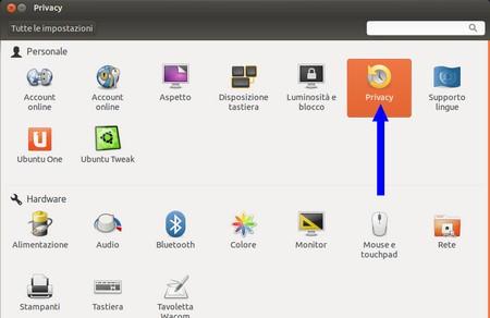 Ubuntu configurare la privacy figura 1b