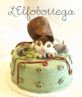 Cake cat - Torta decorata con gatto e topini ^^