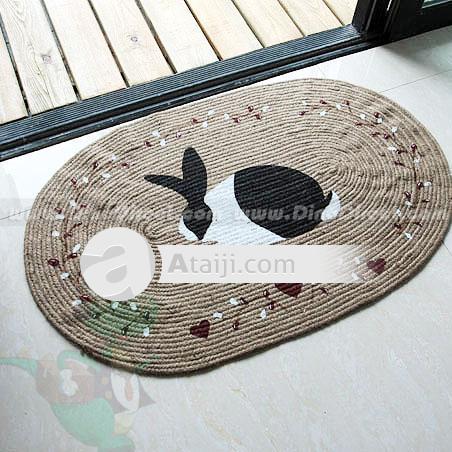  Schema coniglio carino intrecciato Door Mat Tappeto linea