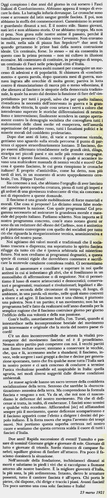 Due editoriali di Benito Mussolini per Il Popolo d'Italia