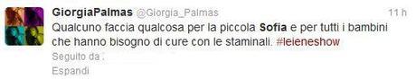 Giorgia Palmas su Sofia - staminali Caso Sofia e cellule staminali: cresce il tam tam mediatico in favore della bambina