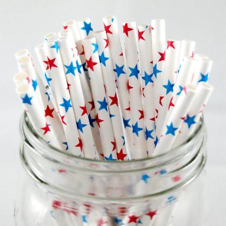 Star Paper Straws - Red White & Blue