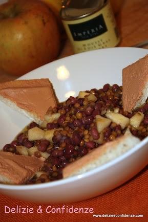 Lenticchie fagioli adzuki mele Jonagold mousse foie gras 