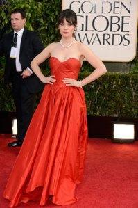 Golden Globes 2013 zoey deschanel Oscar de la renta