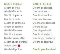 Elenco giochi per lei e per lui