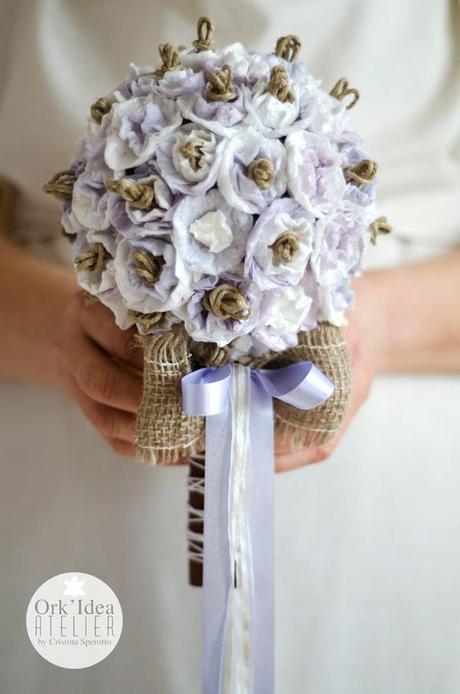 TUTORIAL: COME FARE UN BOUQUET DA SPOSA CON CARTA RICICLATA (Guest post per Pane, Amore e Creatività) / Tutorial: how to create a paper scrap bridal bouquet