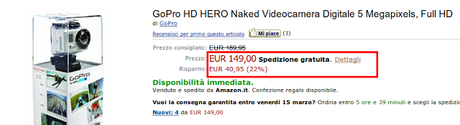 GoPro HD Hero Naked a solo 149 EUR
