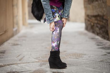 smilingischic, fashion blog, clothes and smiles, playing the layers game, come vestirsi con capi sovrapposti, dettaglio leggins con fiori, H&M 