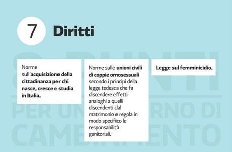 Gli otto punti per il governo dell’Italia: diritti