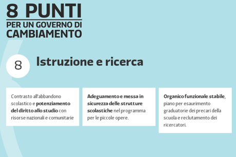 Gli otto punti per il governo dell’Italia: istruzione e ricerca