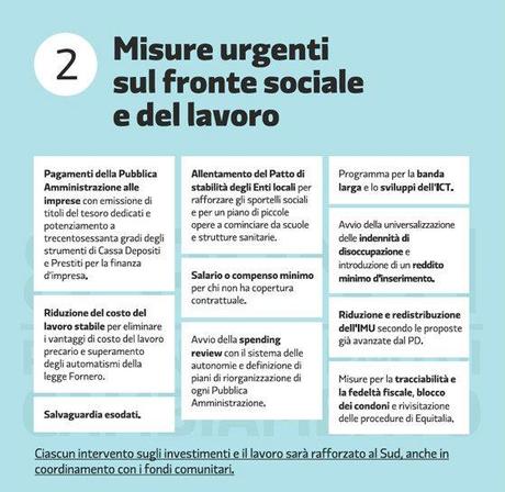 Gli otto punti per il governo dell’Italia: sociale e lavoro