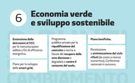 Gli otto punti per il governo dell’Italia: economia verde