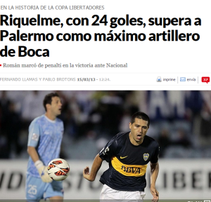 Riquelme Re della Copa  supera Palermo nel Boca