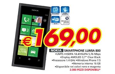 Nokia Lumia 800 a 169 euro nei centri commerciali Auchan
