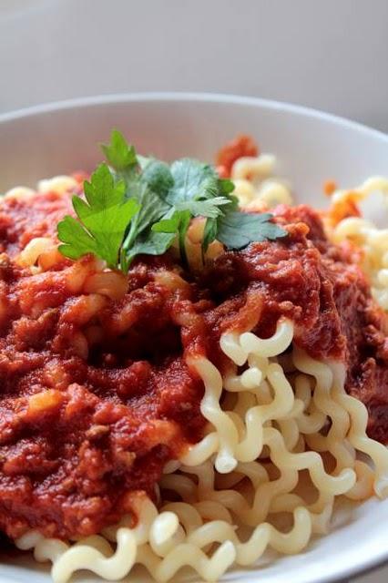 Fusilli al pomodoro con carne tritata