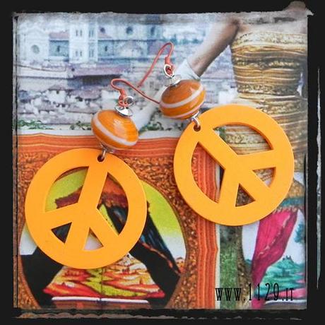 LIARPA orecchini simbolo pace arancio - orange peace earrings 1129