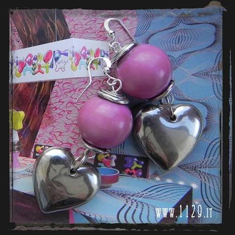 LHCUOR orecchini rosa cuore - pink heart earrings 1129