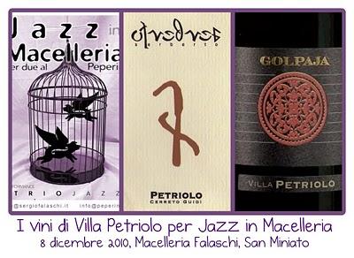 I vini di Villa Petriolo alla sesta edizione di “Jazz in Macelleria”. Mercoledì 8 dicembre alla Macelleria Falaschi di San Miniato