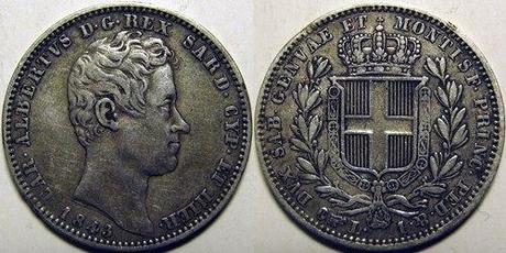 Moneta da 1 Lira di Carlo Alberto (1843)