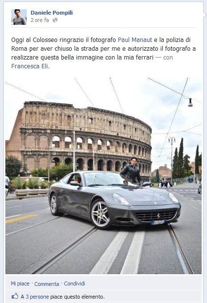 DANIELE POMPILI A BORDO DELLA SUA FERRARI NEL CENTRO DI ROMA