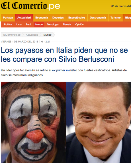 pagliaccio circo stupido mettere allo stesso livello Berlusconi